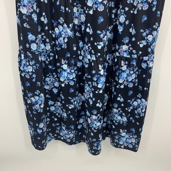 Pinup Fashion Maxi Dress Blue Floral Print Sleeveless Pockets NWT - Picture 5 of 11